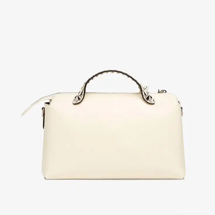 Affordable HOT White The By ROMA Calf Way Leather Fendi Bag Medium In Logo Boston 0417